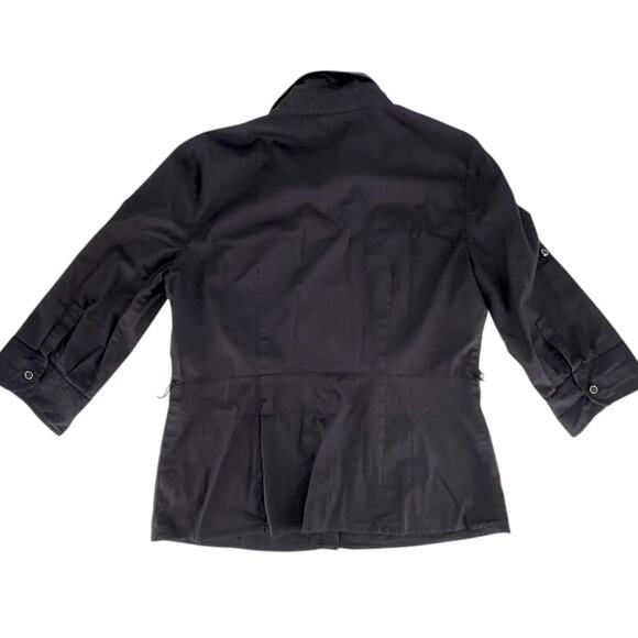 Michael by Michael Kors Long Sleeve Belted Utility Button Down Shirt Large Black - Picture 8 of 14